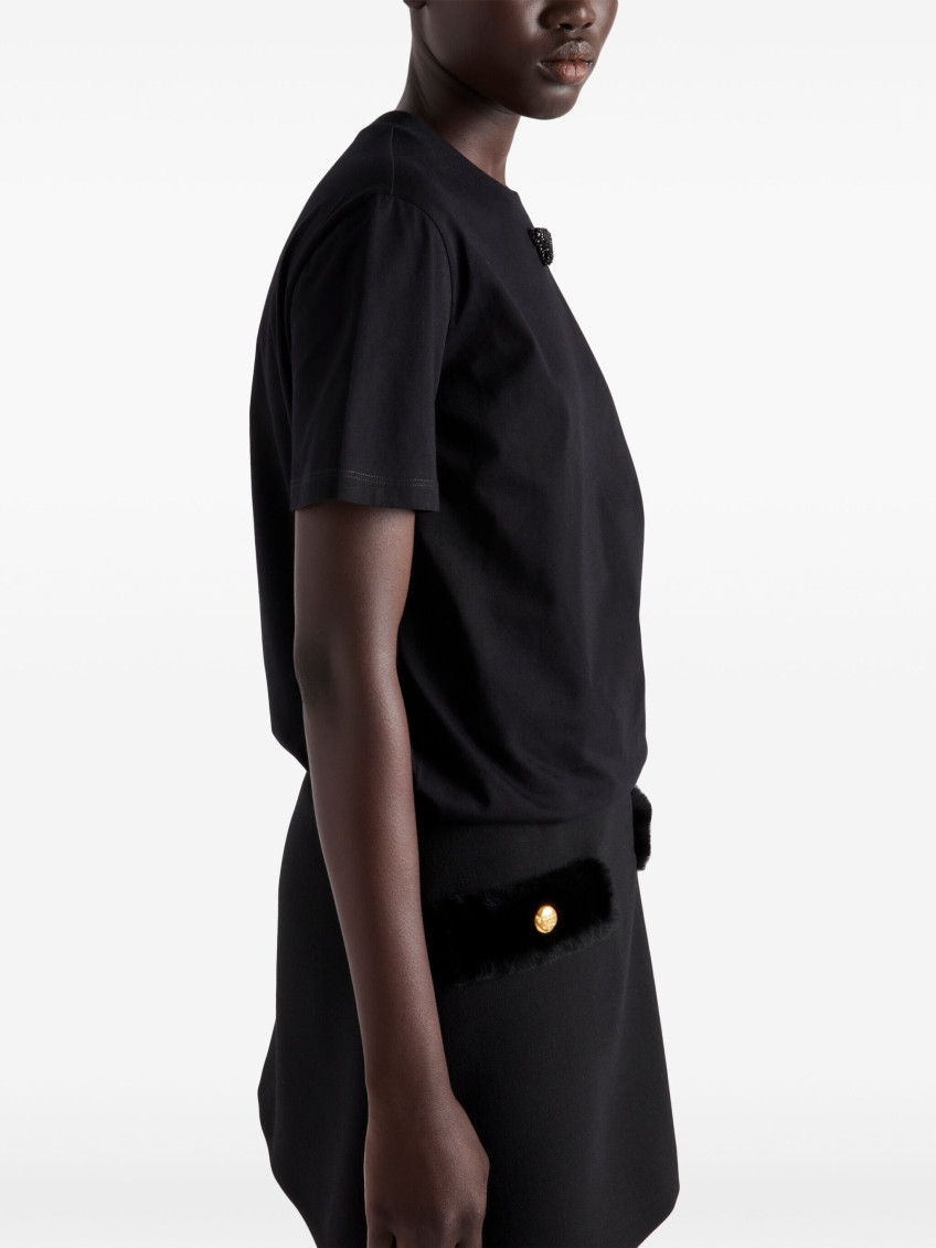 Black Embroidered-triangle Jersey T-shirt