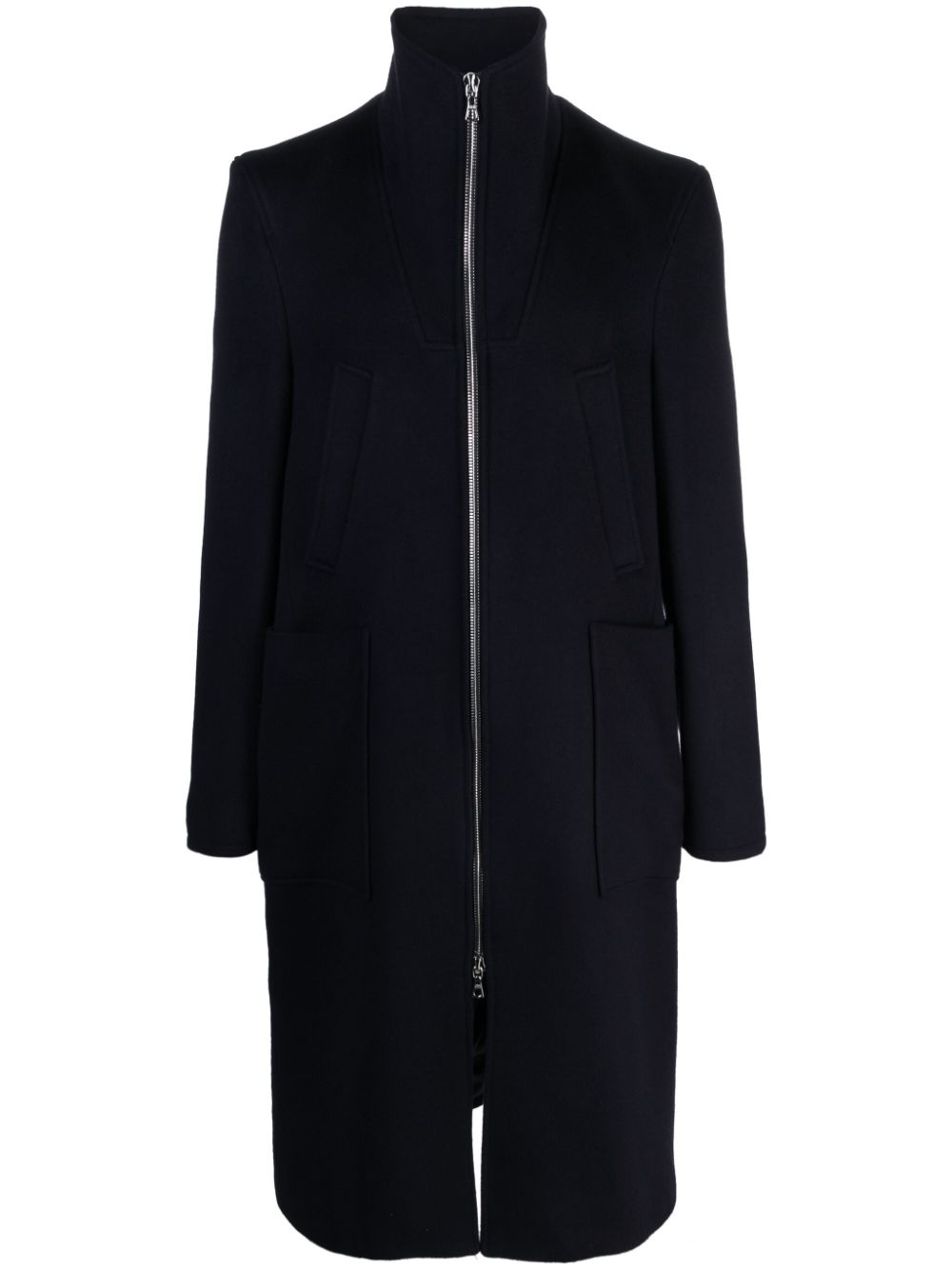 Zip-up virgin wool coat - Blue