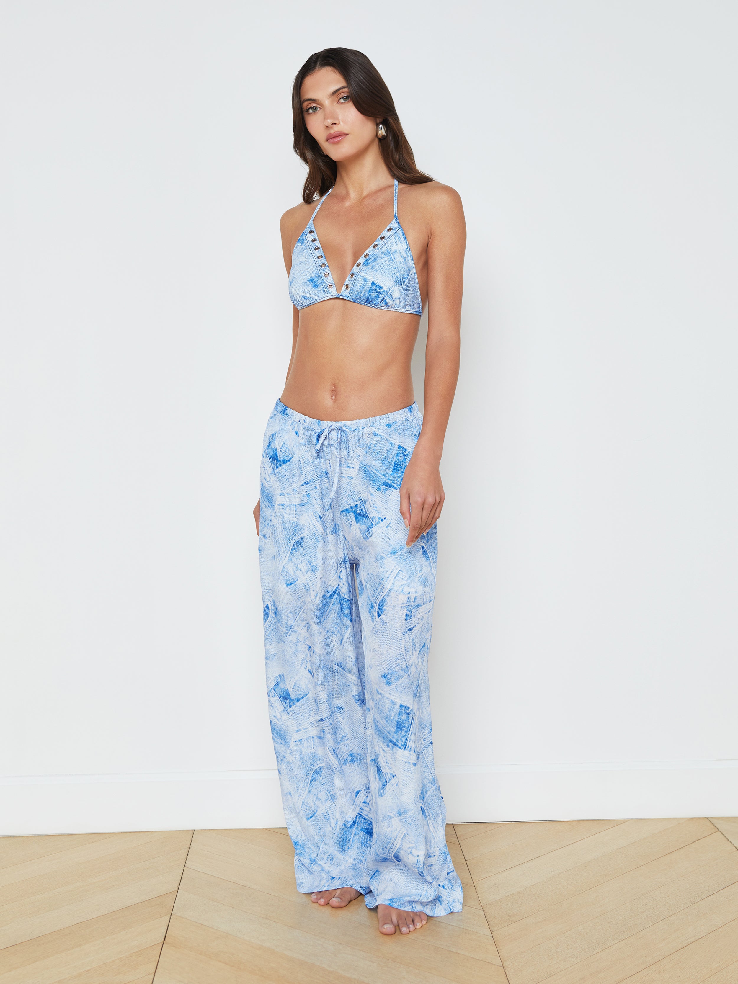 Geraldine Silk-Blend Cover-Up Pants In Blue