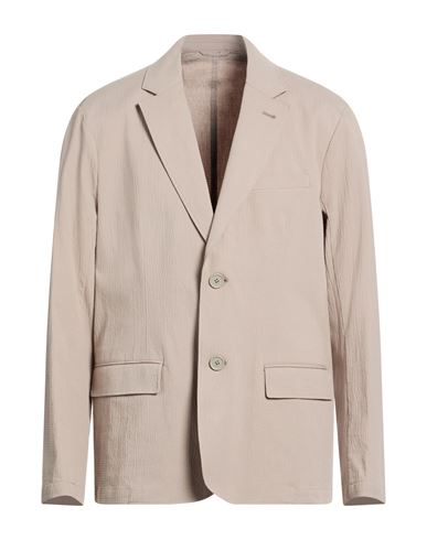 Man Blazer Khaki Size 40 Cotton, Elastane
