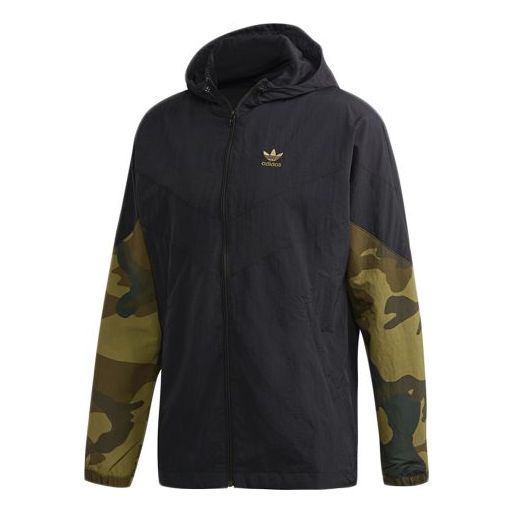 Originals Camo Wb Camouflage Splicing Sports hooded Windbreaker Jacket Black