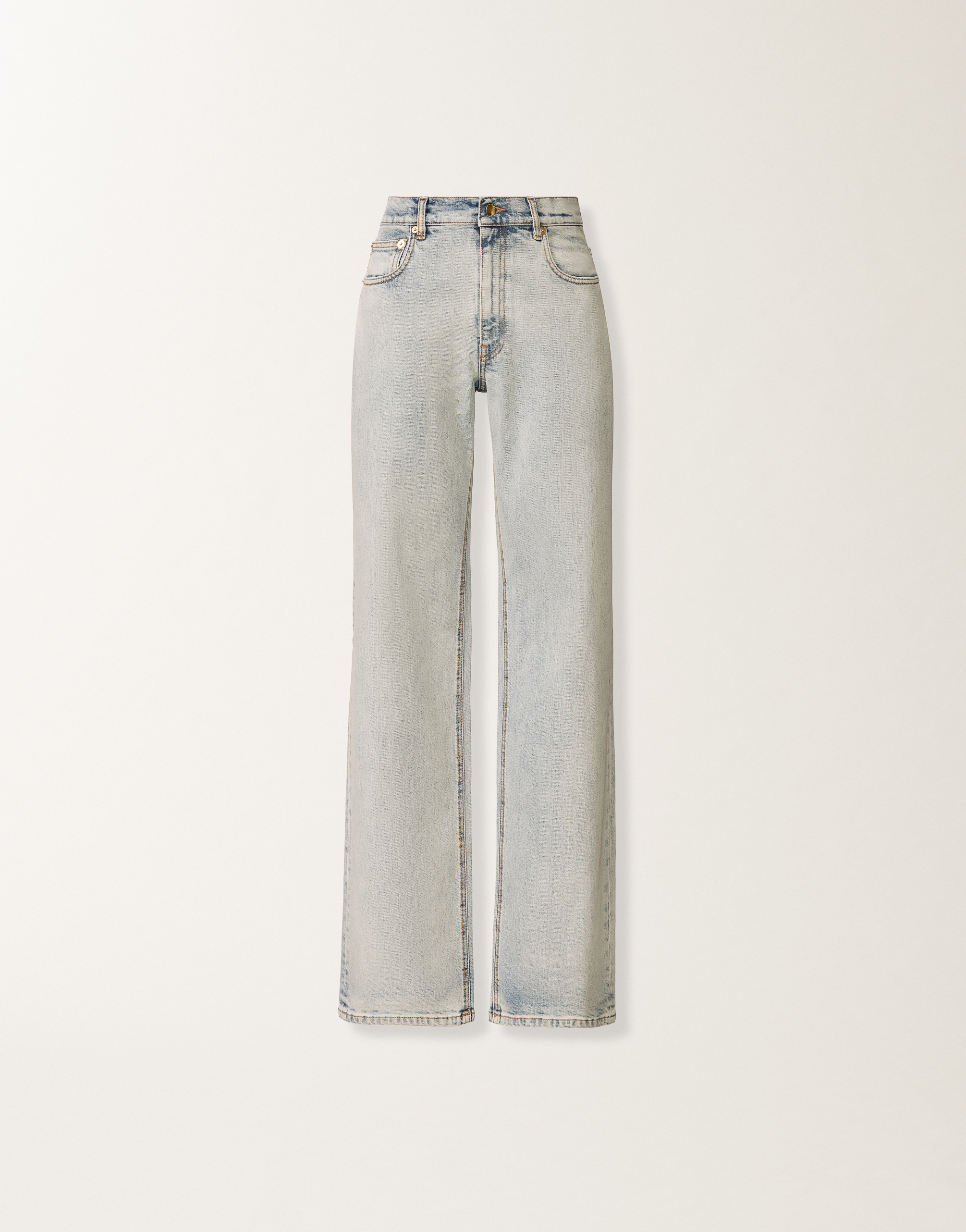 Water-marbled denim pants