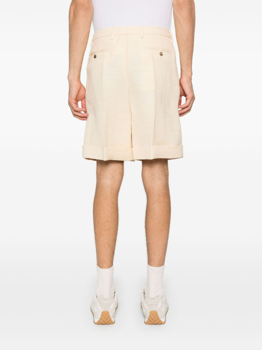 Cream Jute Bermuda Shorts