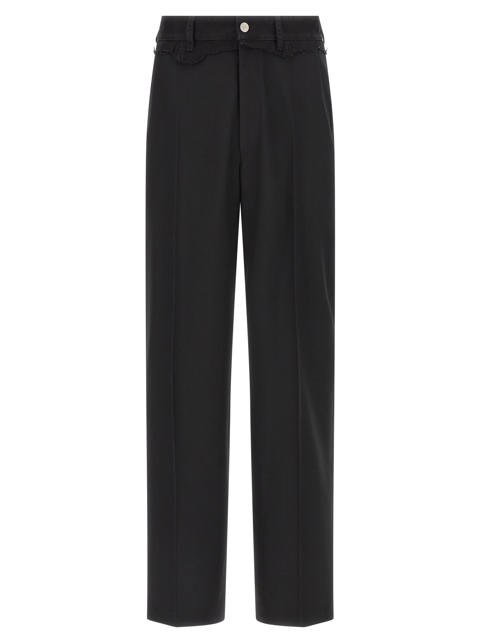 Wide-Leg Wool-Blend Trousers — Black