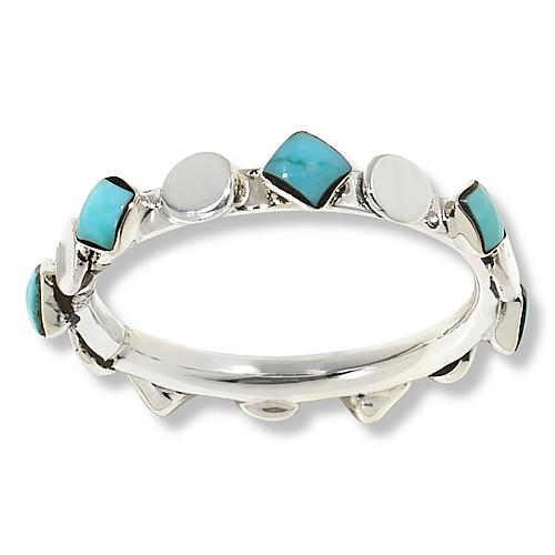 Chaco Canyon Campitos Turquoise Sterling Silver Square Stack Ring