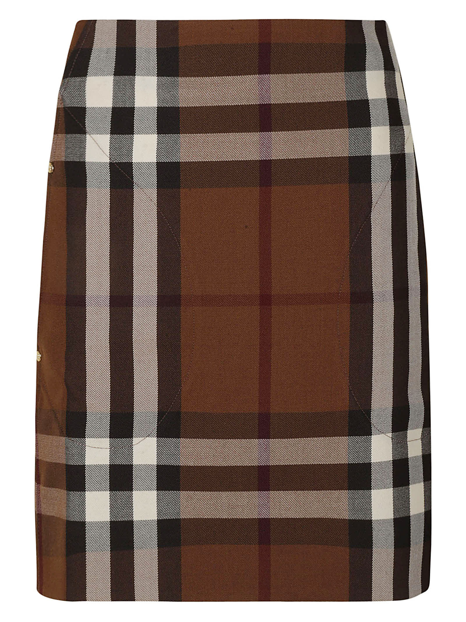 Check-print wool-blend skirt
