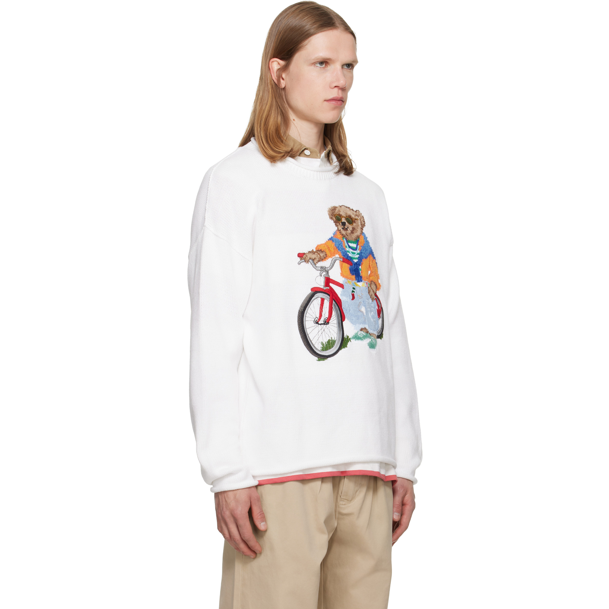 White Polo Bear Bike Sweater