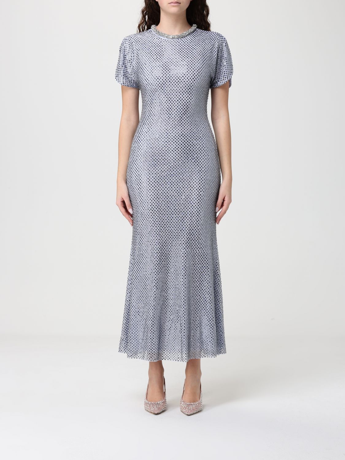 Rhinestone Mesh Midi Dress