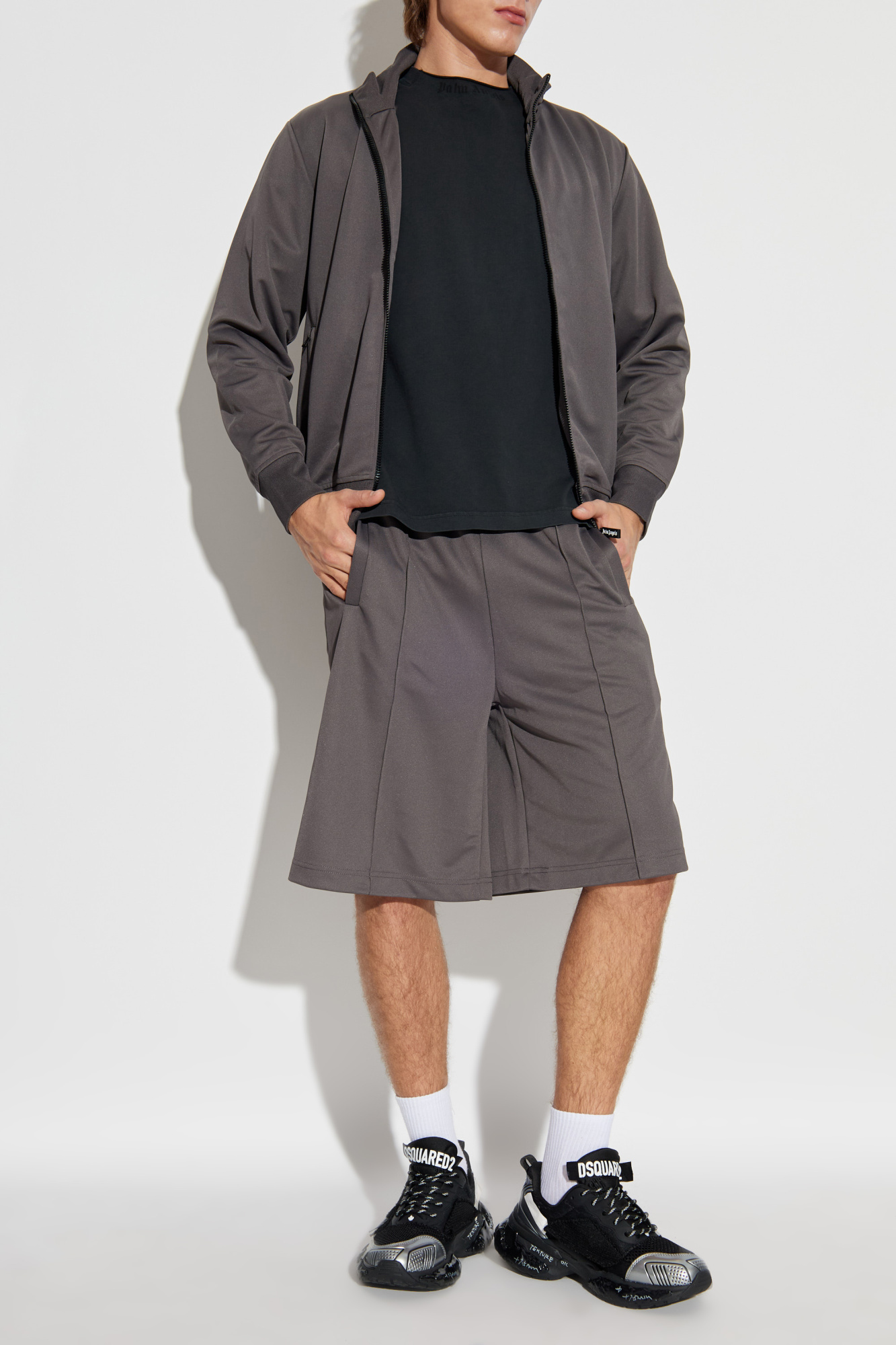 Shorts With Stitching On The Legs, Men's, Grey