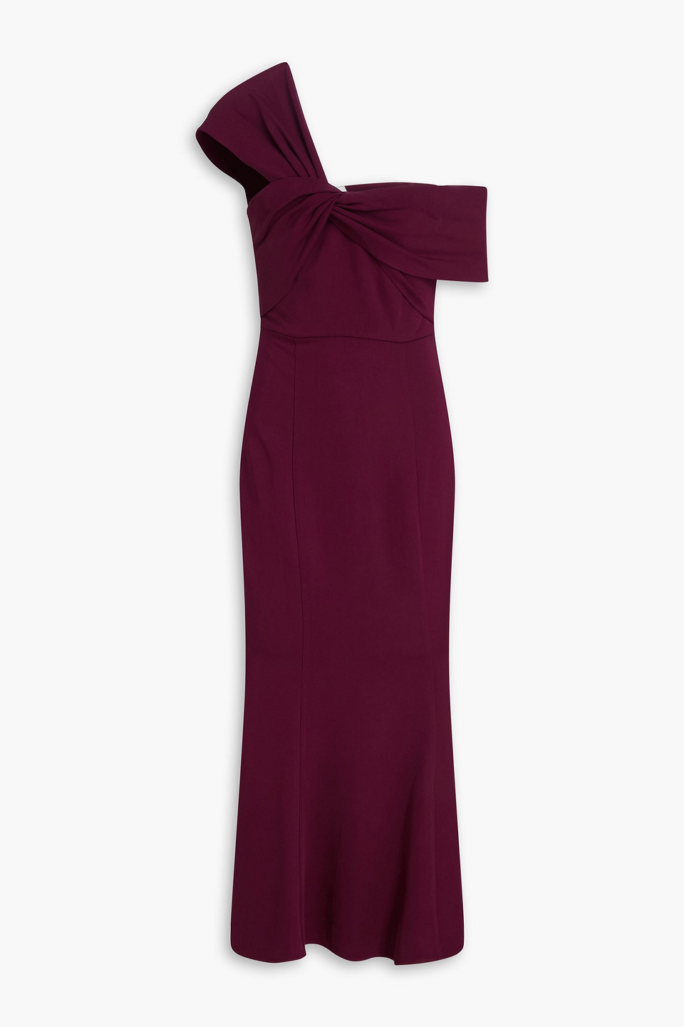 One-shoulder twisted cady midi dress