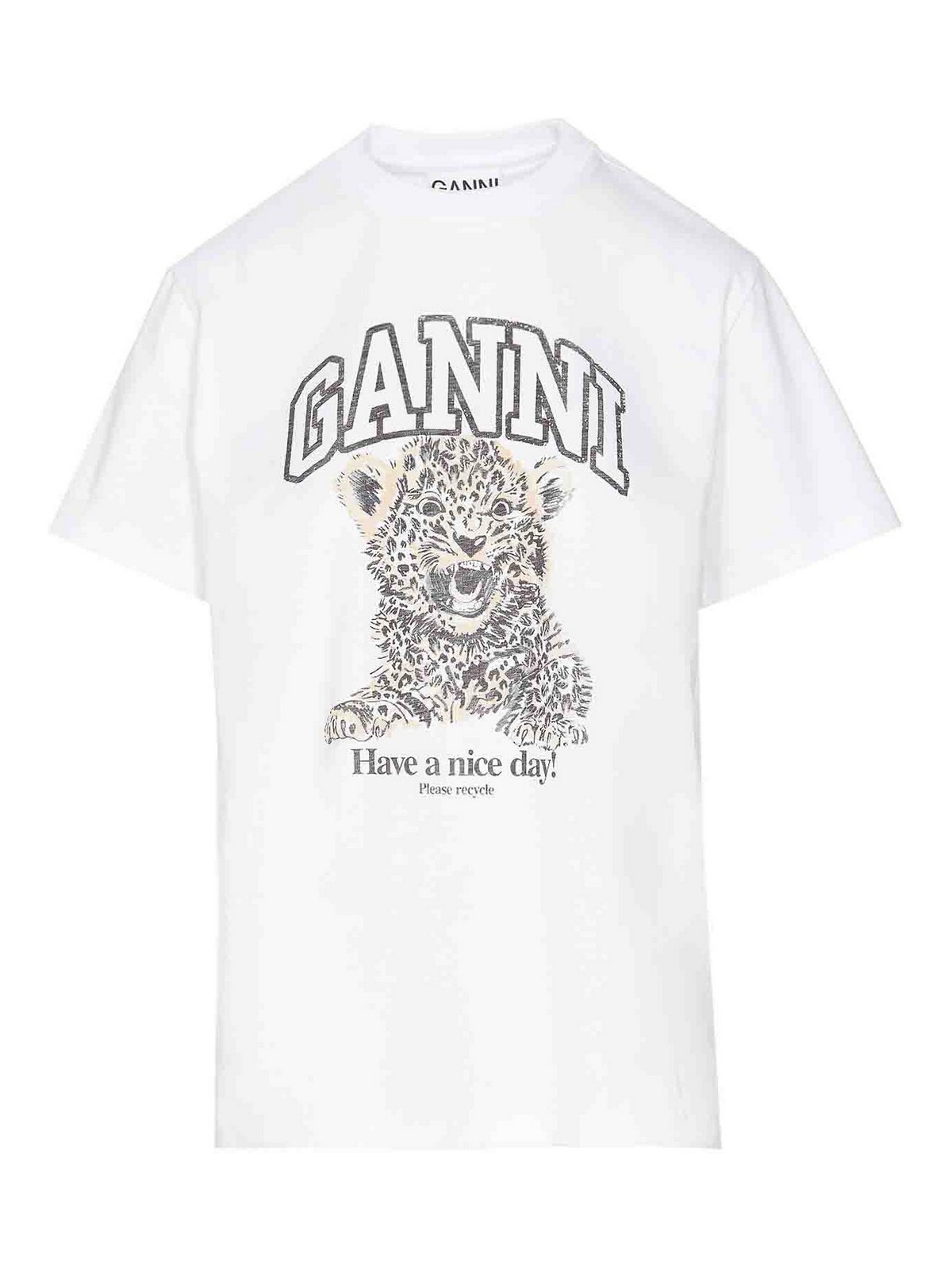 White Basic Jersey Leopard Relaxed Tee