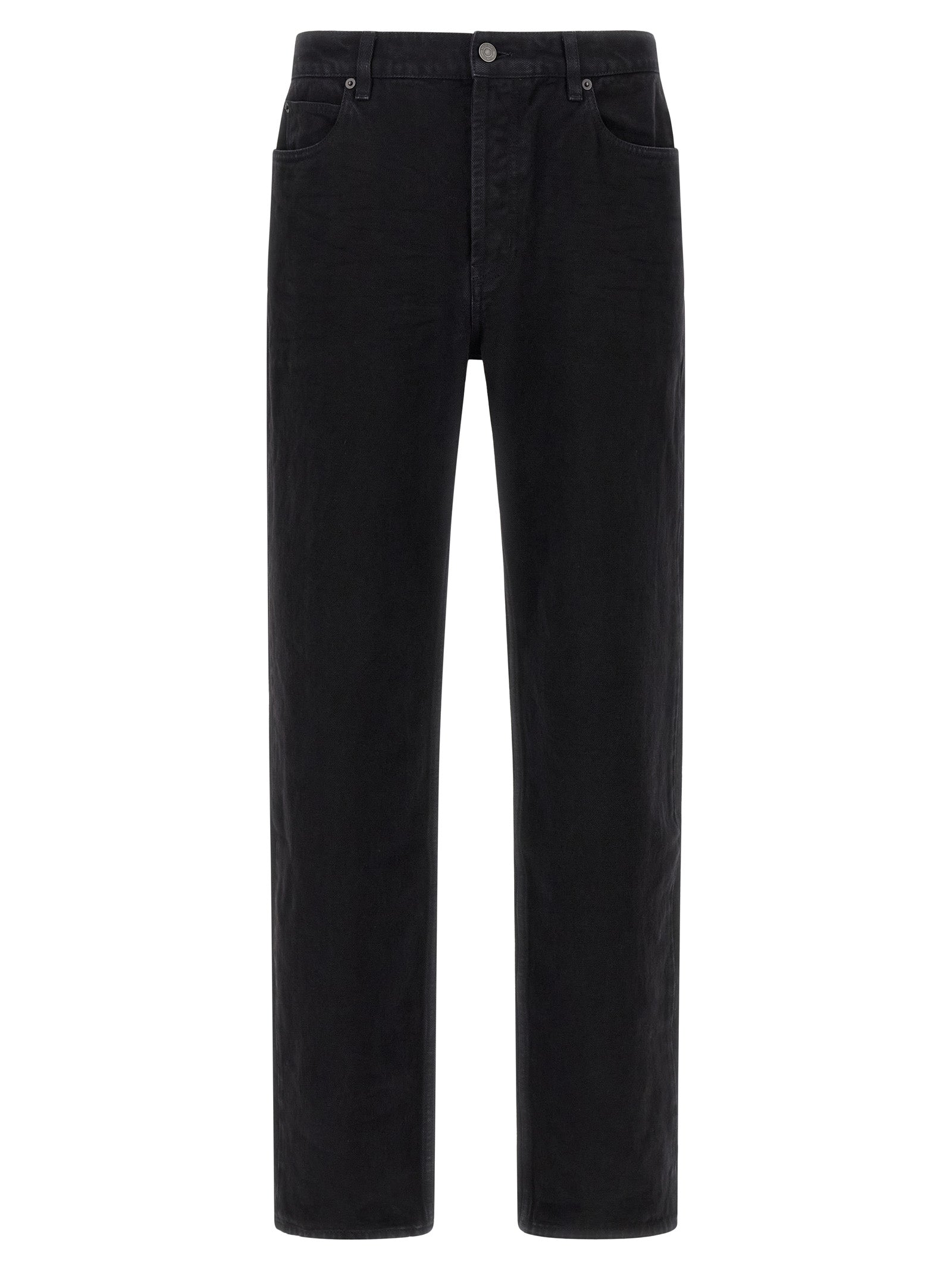 Cotton Straight-Leg Jeans — Black
