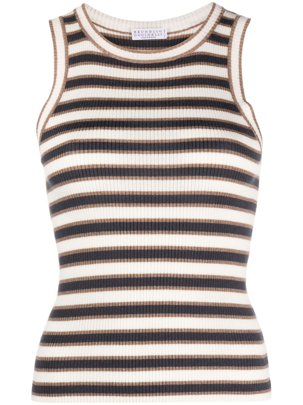 Striped knitted top - White