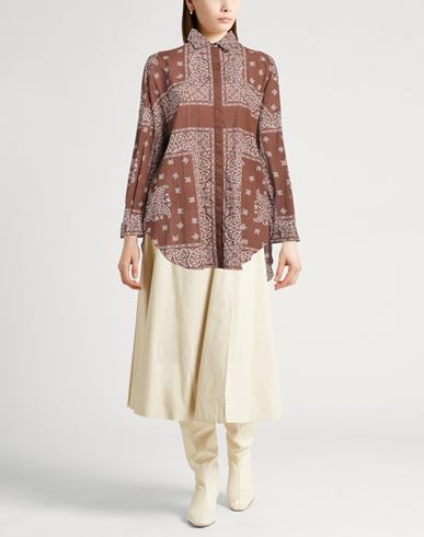 Fabiana Filippi Woman Shirt Chocolate brown Size 10 Cotton, Ecobrass