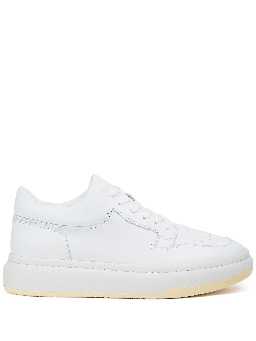 Square-toe leather low-top sneakers - White
