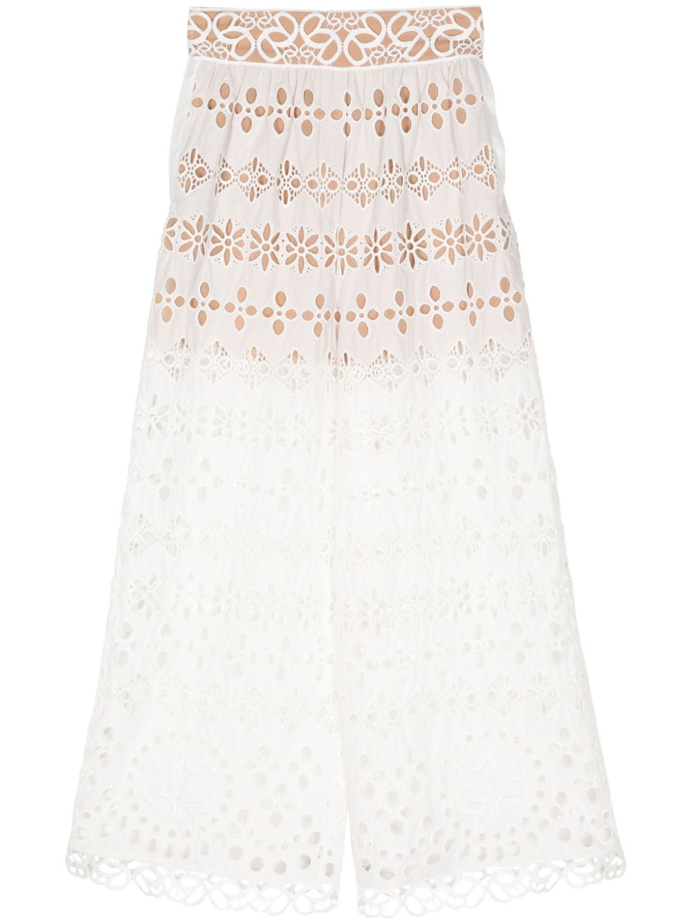 Broderie-anglaise palazzo pants - White