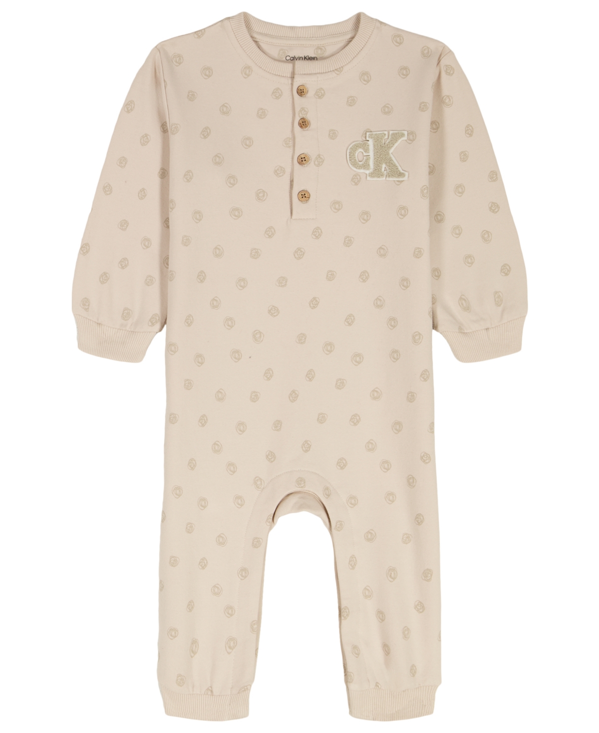 Baby Boys and Girls Crewneck Coverall - Tan