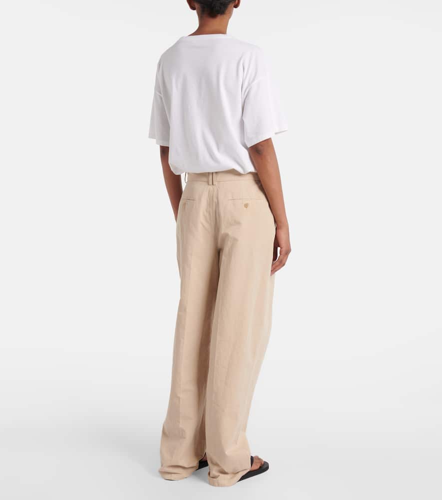 Lilas cotton and linen wide-leg pants