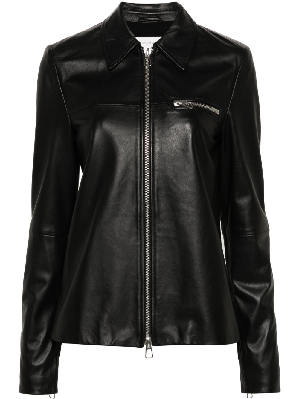 Zipped leather jacket - Black