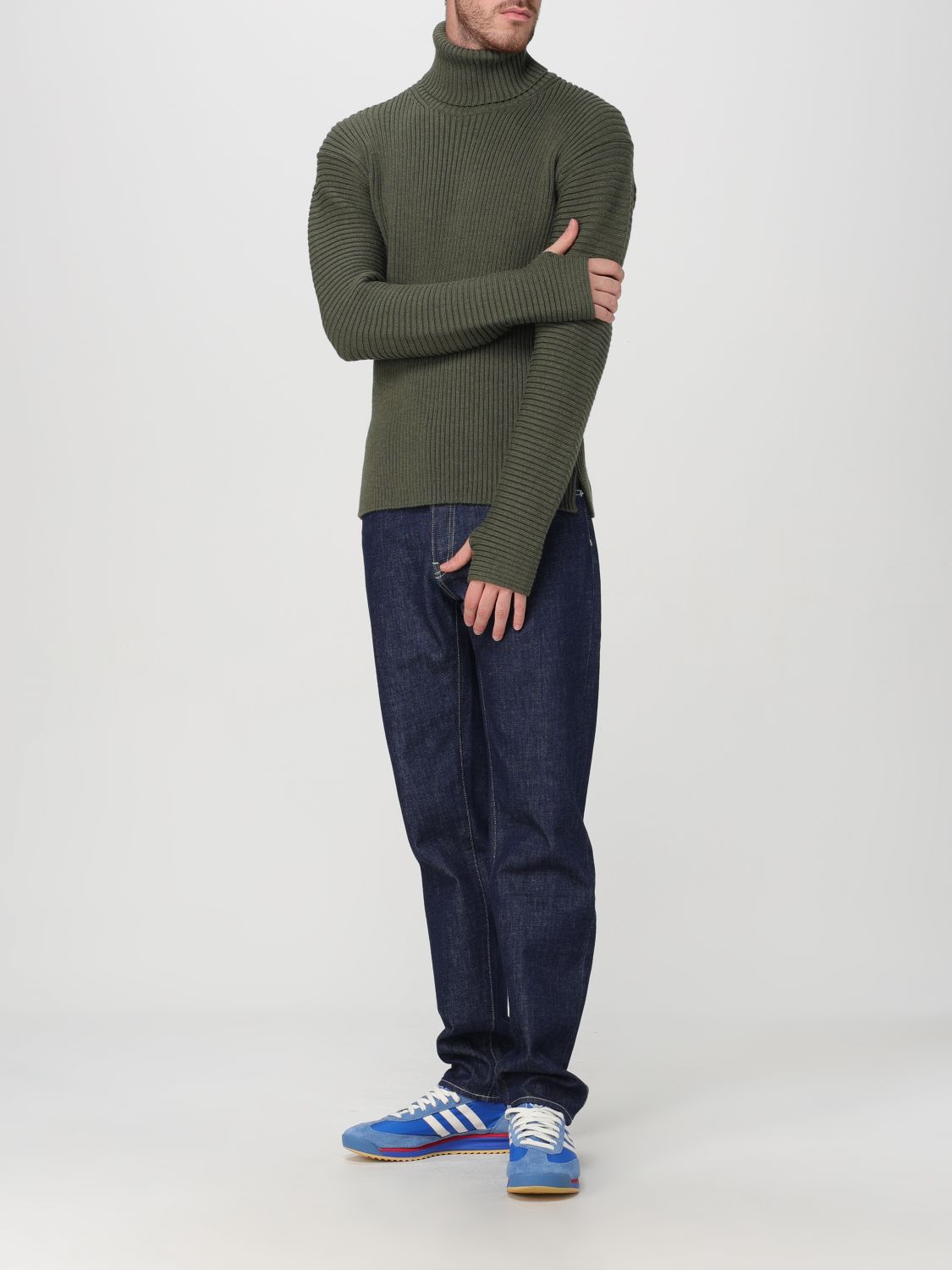 Roll-neck ribbed-knit jumper - Green