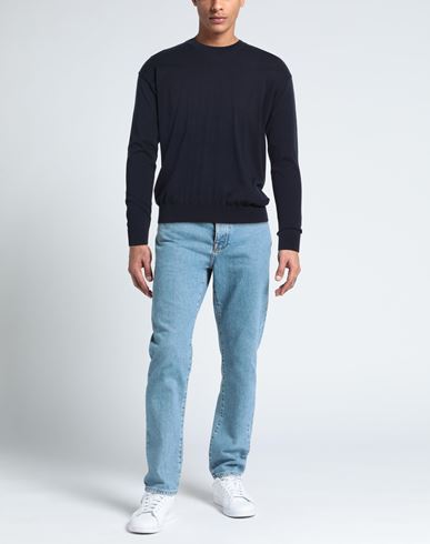 Man Sweater Midnight blue Size 36 Cotton