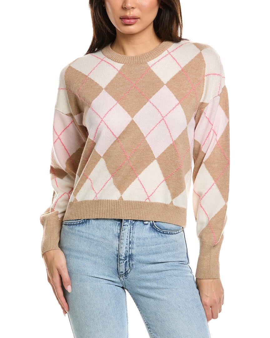 Argyle Balloon Sleeve Crewneck Wool & Cashmere-Blend Sweater
