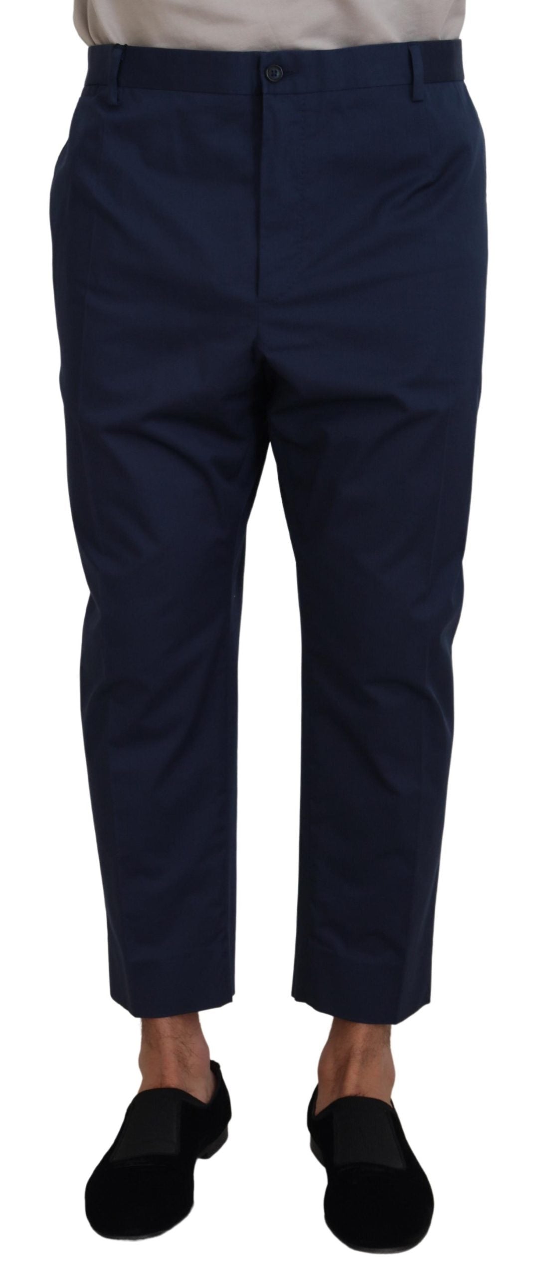 Cropped Wool-Blend Trousers — Navy