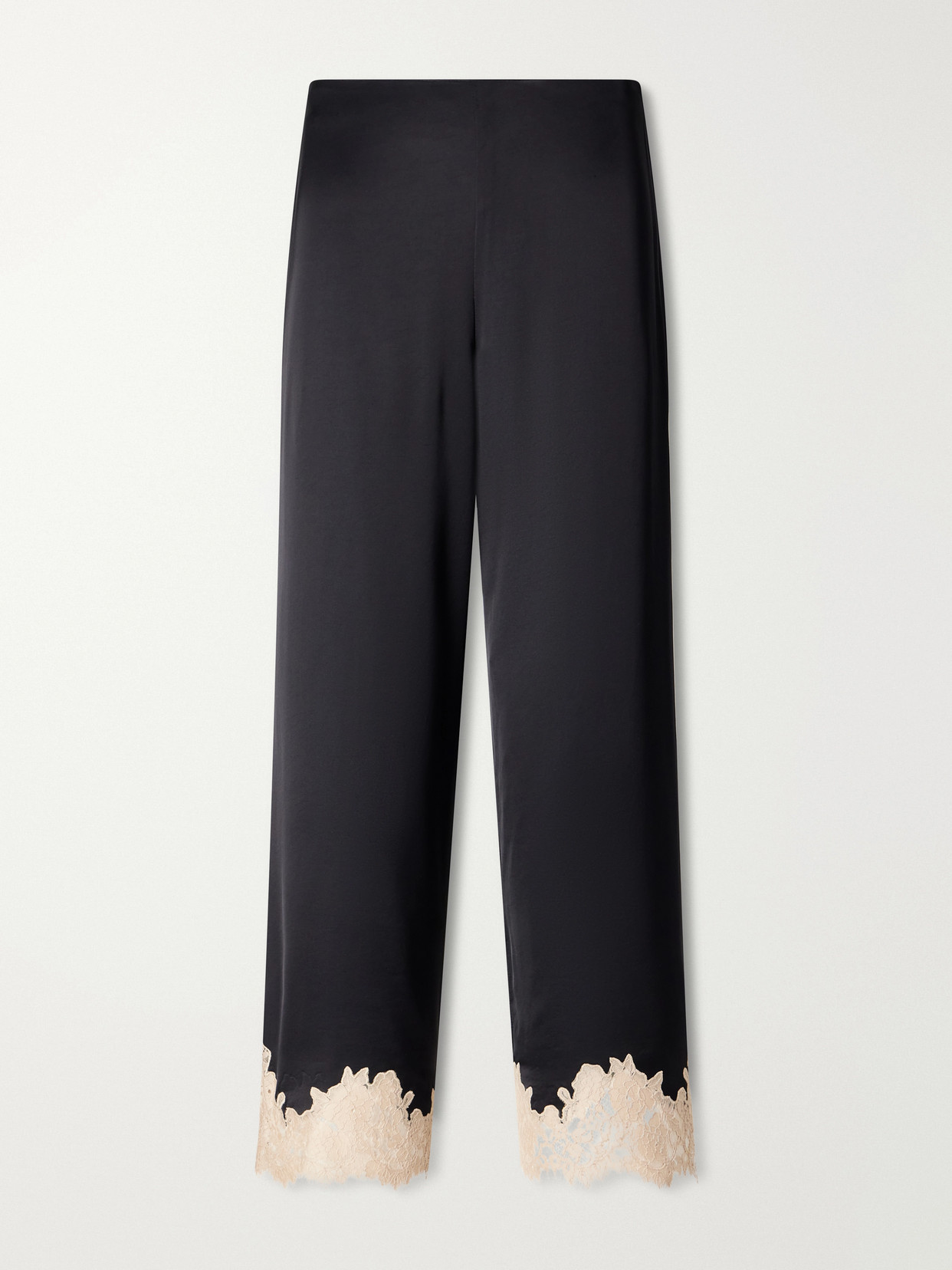 Marcela Lace-trimmed Satin Wide-leg Pants - Black
