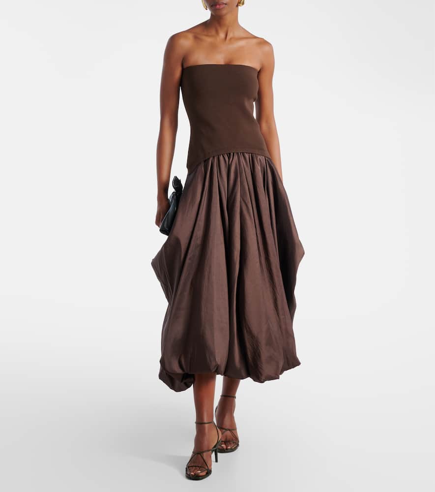 Izzy strapless taffeta midi dress