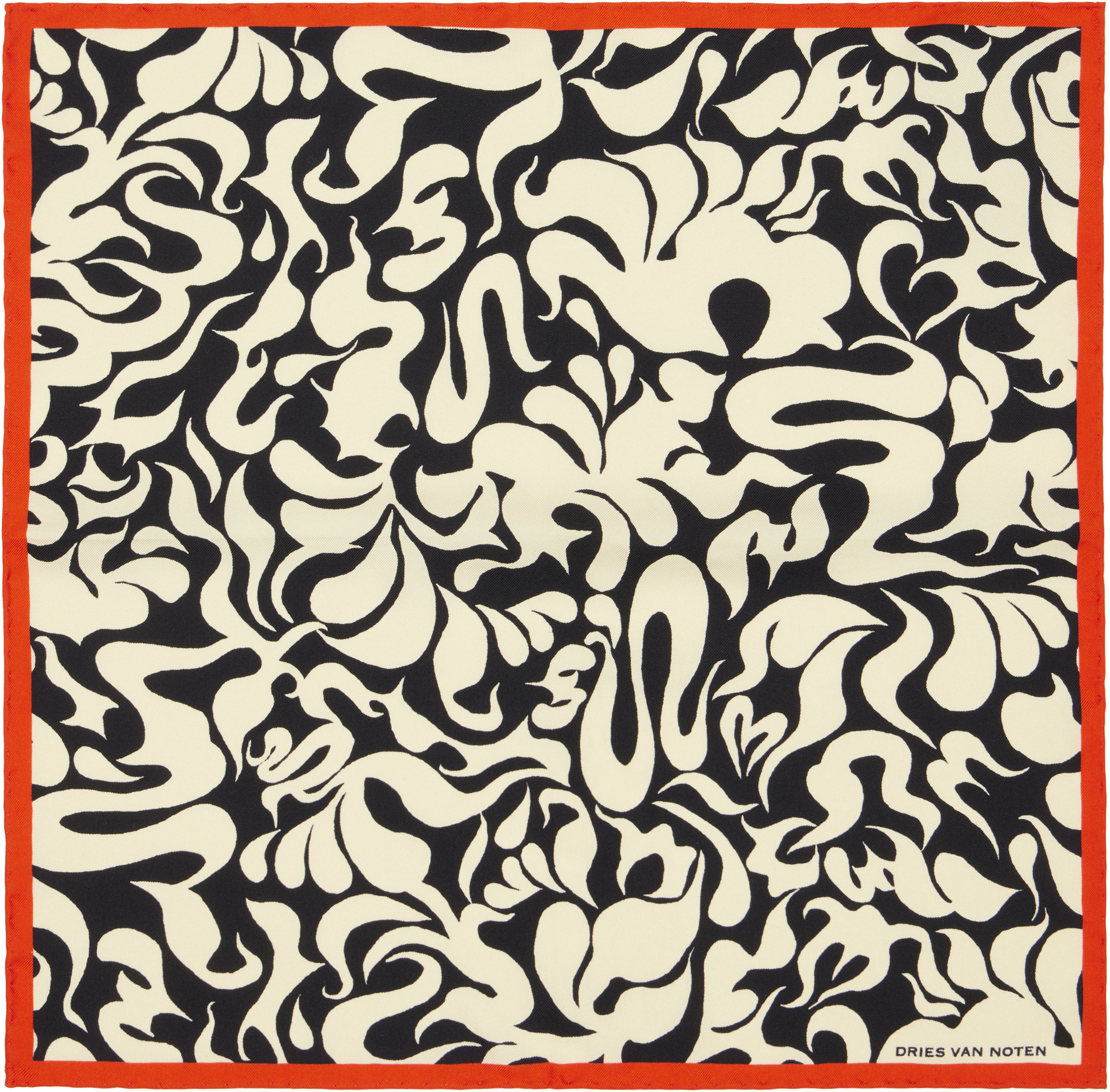 Off-White & Black Silk Pocket Square