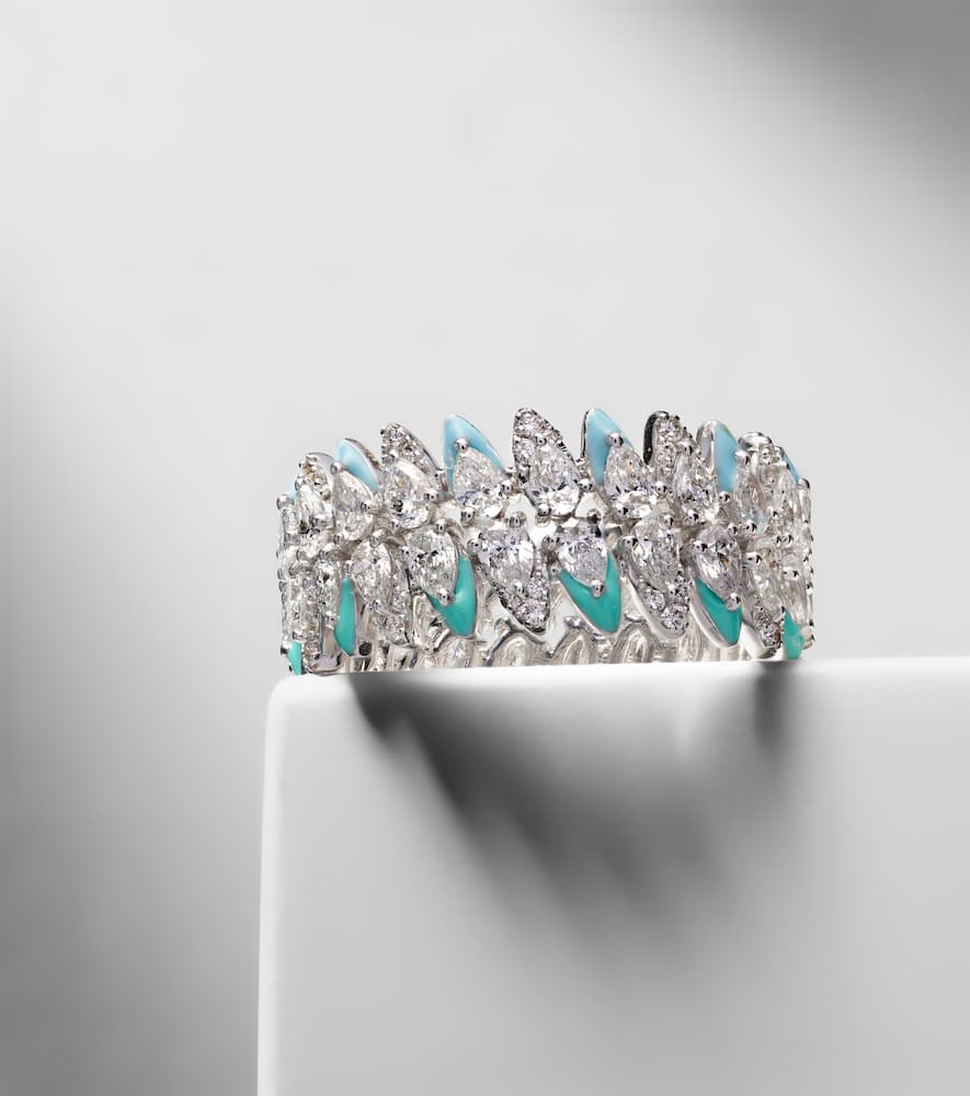 Kamyen 18kt white gold ring with diamonds