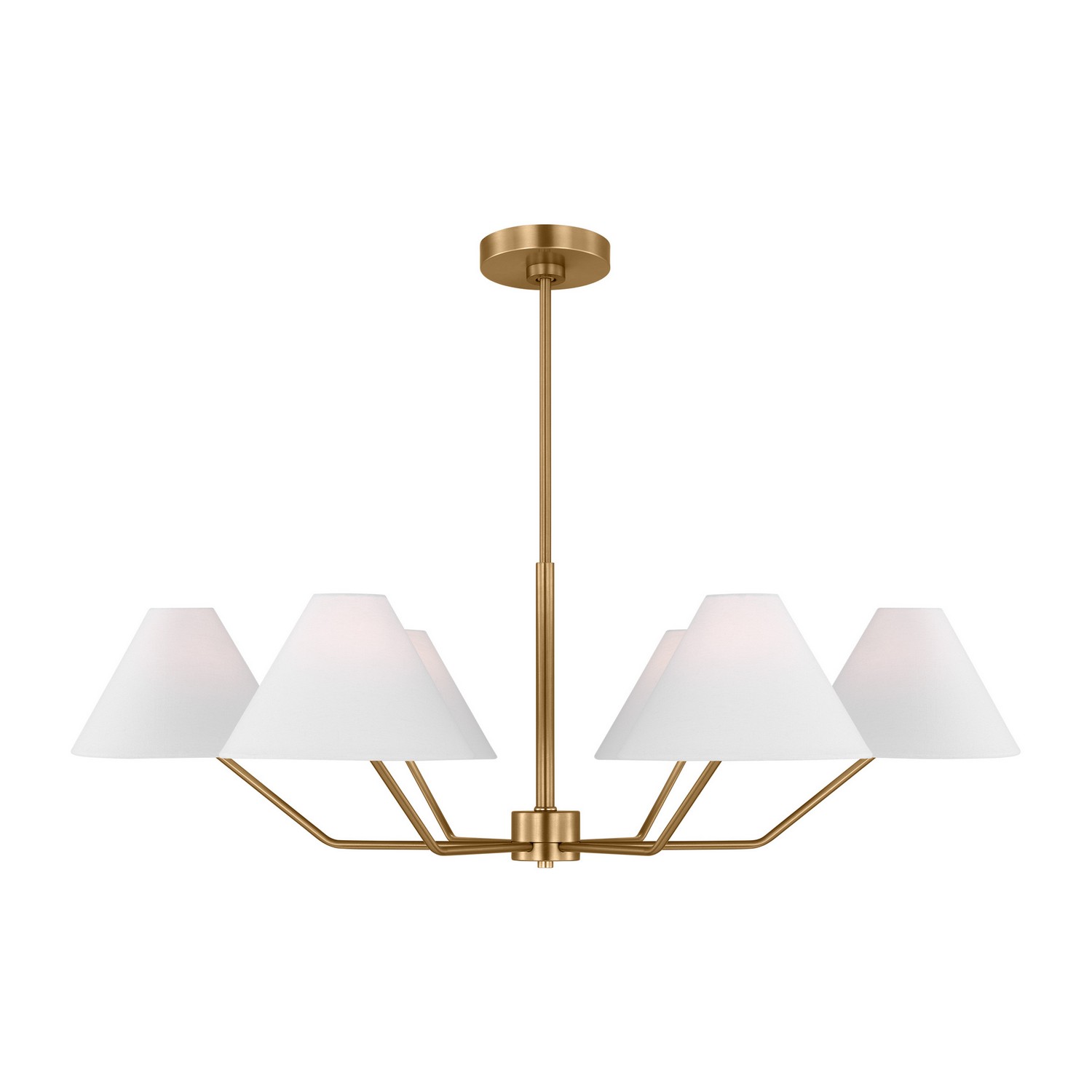 Satin Brass Six Light Chandelier from the Burke Collection