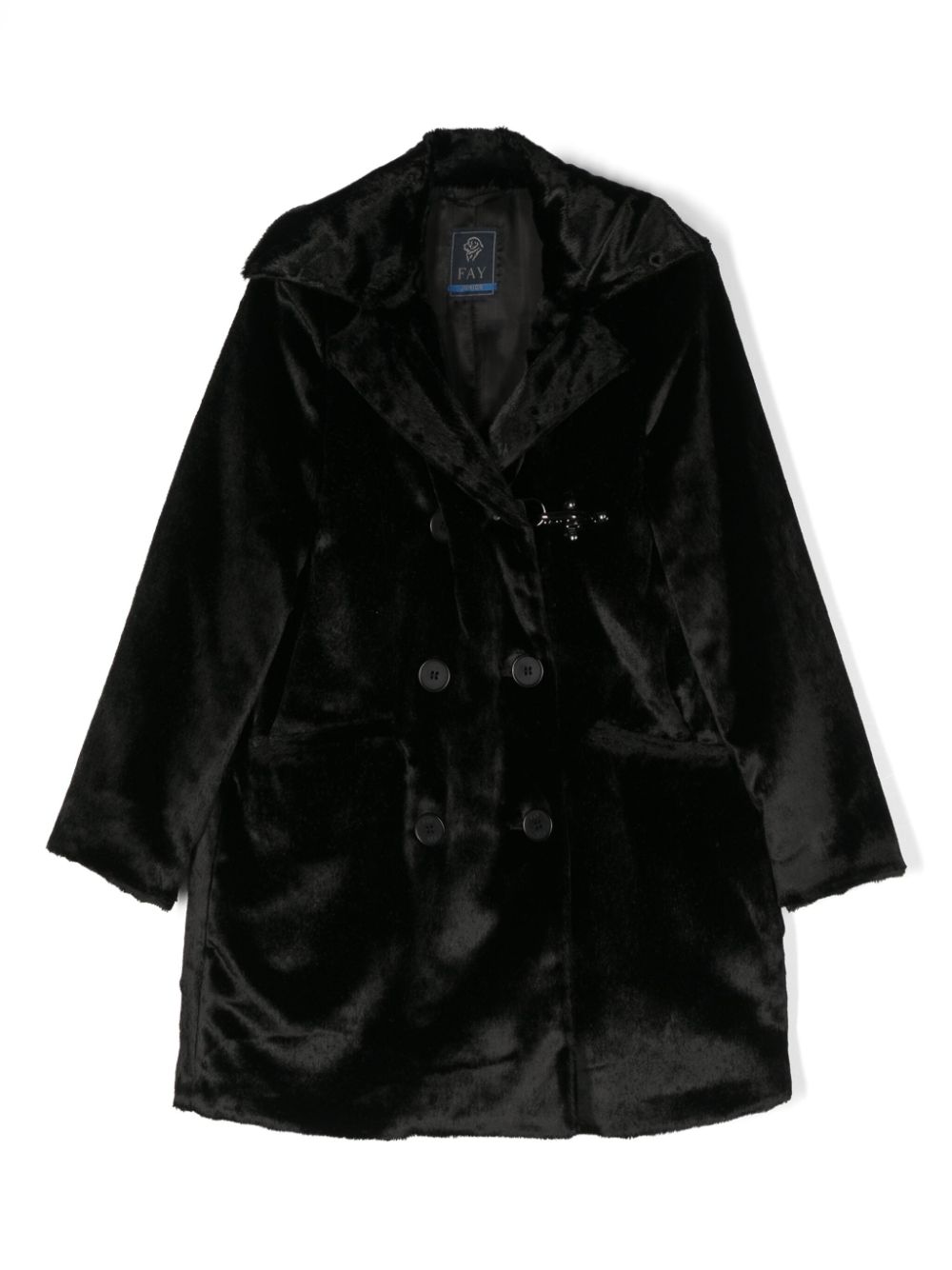 Notched-lapels double-breasted coat - Black