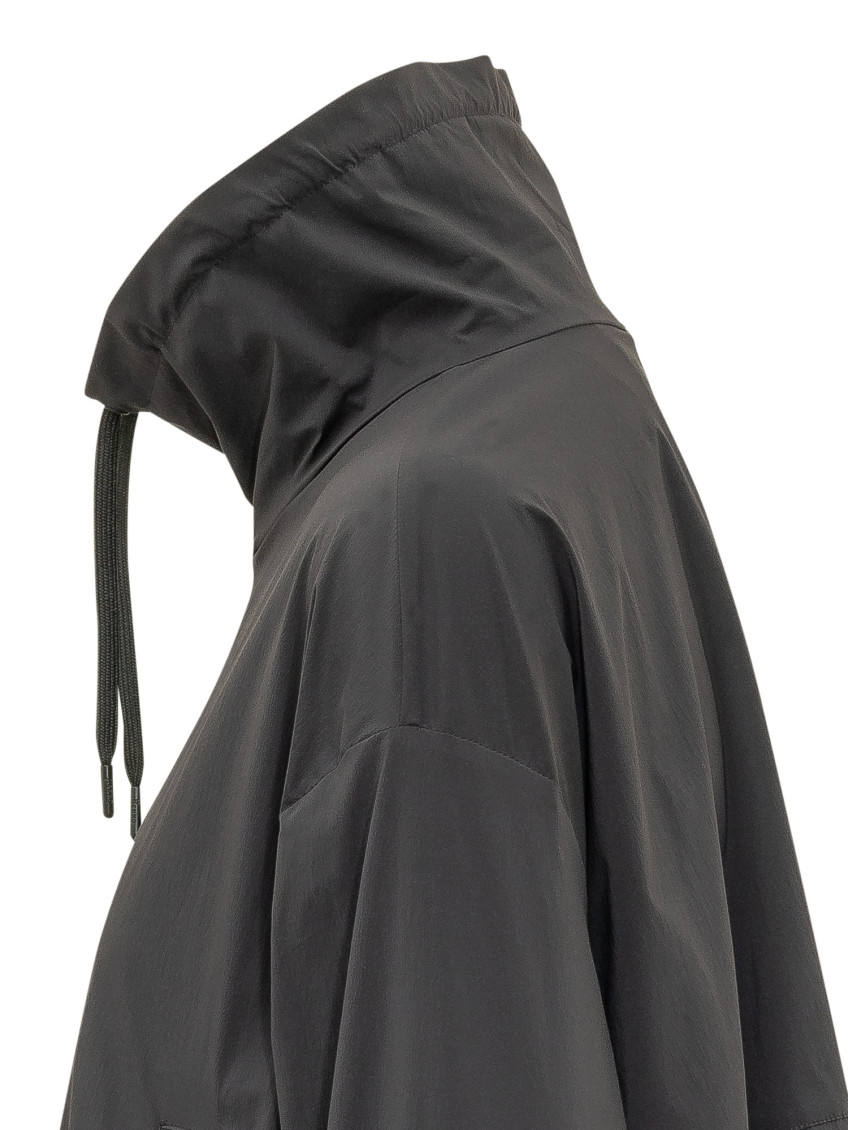 Black Solid Shirt Collar Jacket