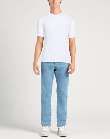 Man Sweater White Size 40 Cotton