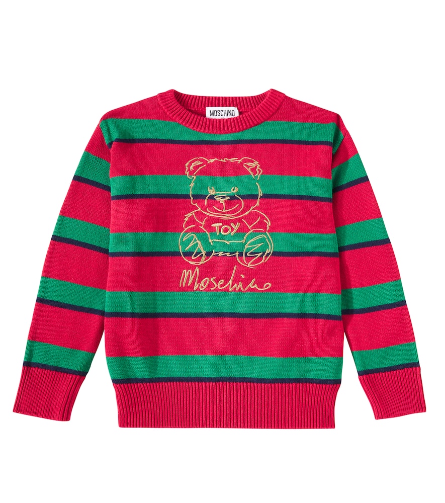 Moschino Kids Teddy Bear striped cotton and wool sweater
