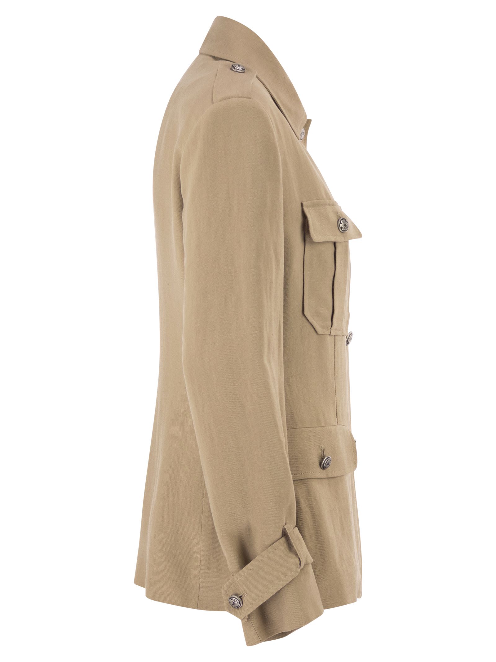 Antonelli Firenze Viscose And Linen Safari Jacket With Utility Detailing