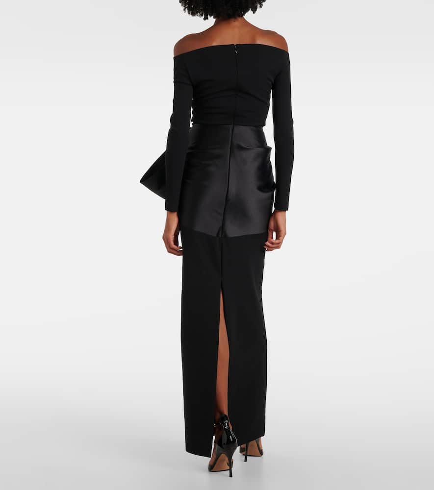 Solace London Kori off-shoulder bow-detail gown