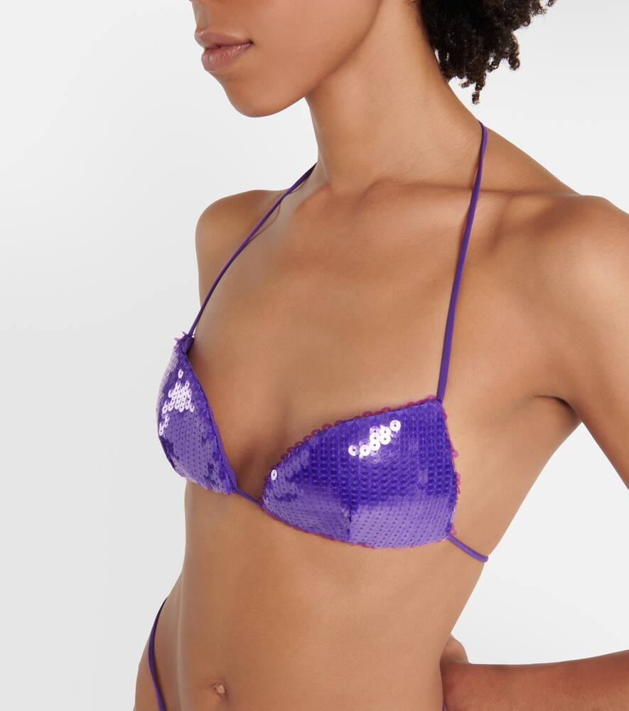 Sequined halterneck bra top