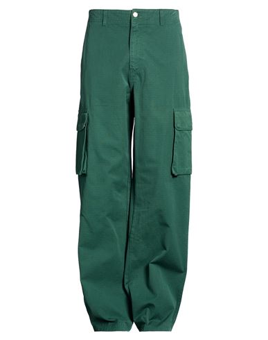 Man Pants Dark green Size 34 Cotton
