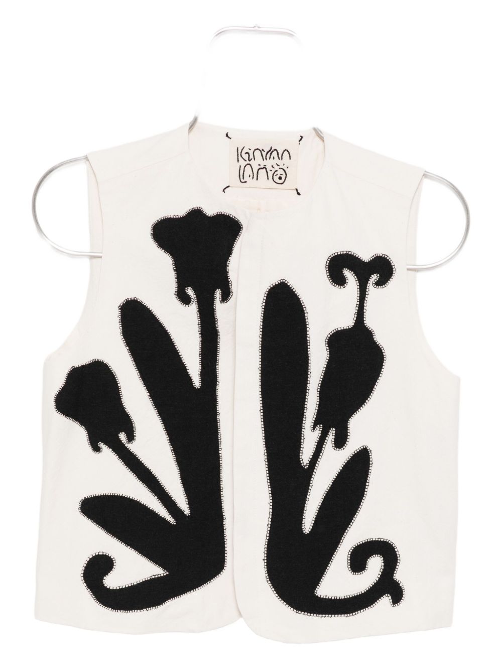 Appliqué embroidered vest - Neutrals
