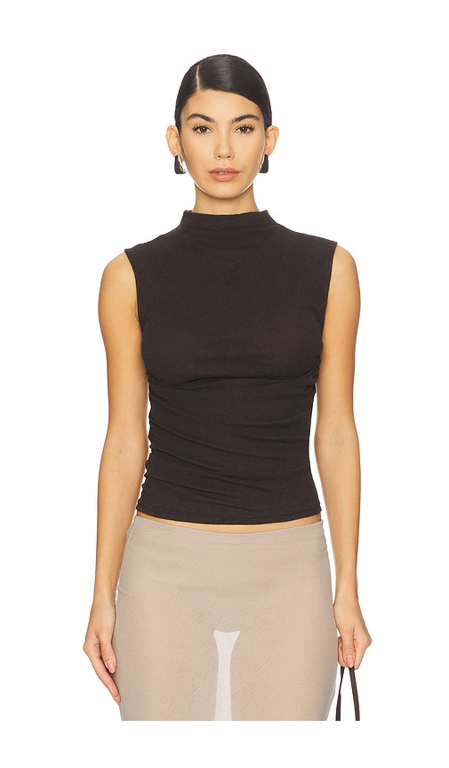 Enza Costa Cashmere Sleeveless Twist Top in Charcoal - Charcoal. XS also in L