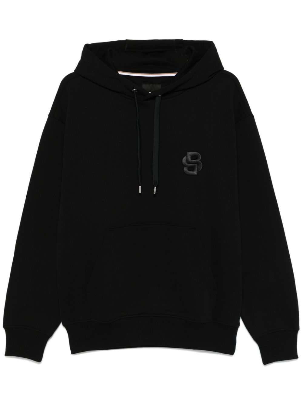 Double B monogram cotton hoodie - Black