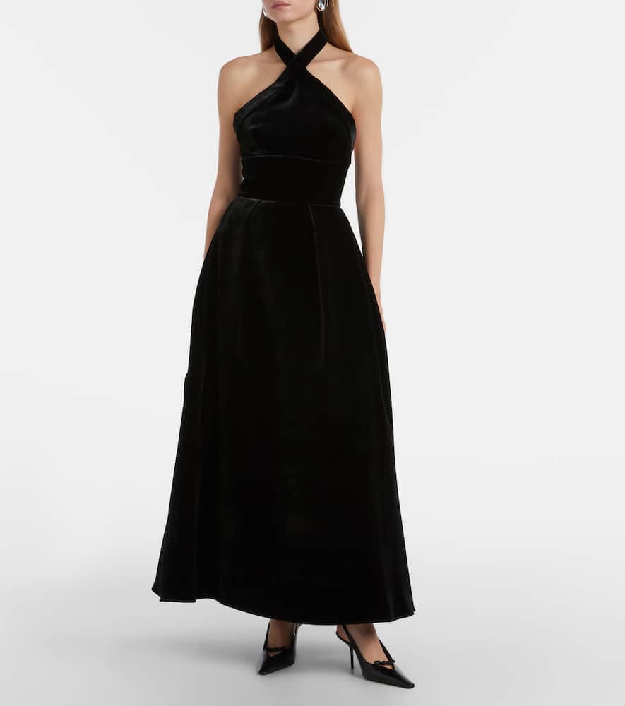Halterneck velvet gown