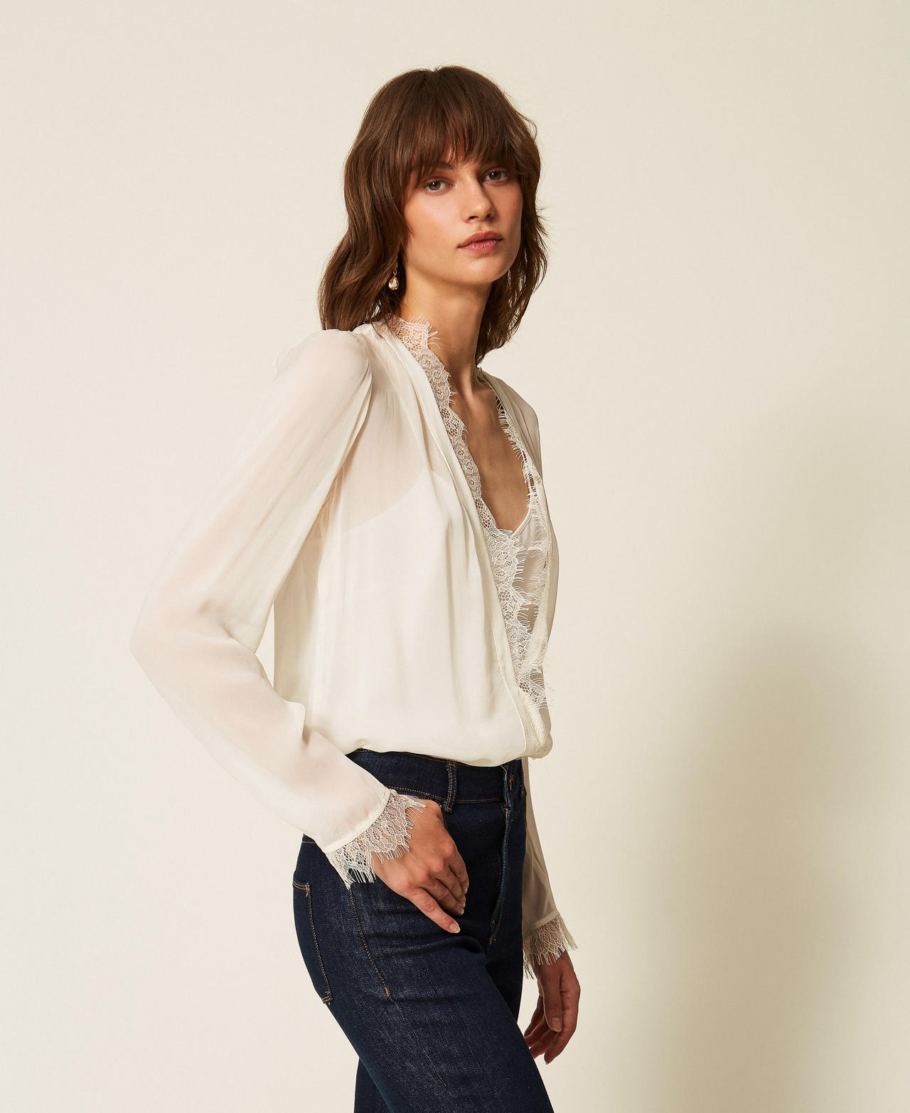 Georgette blouse with lace