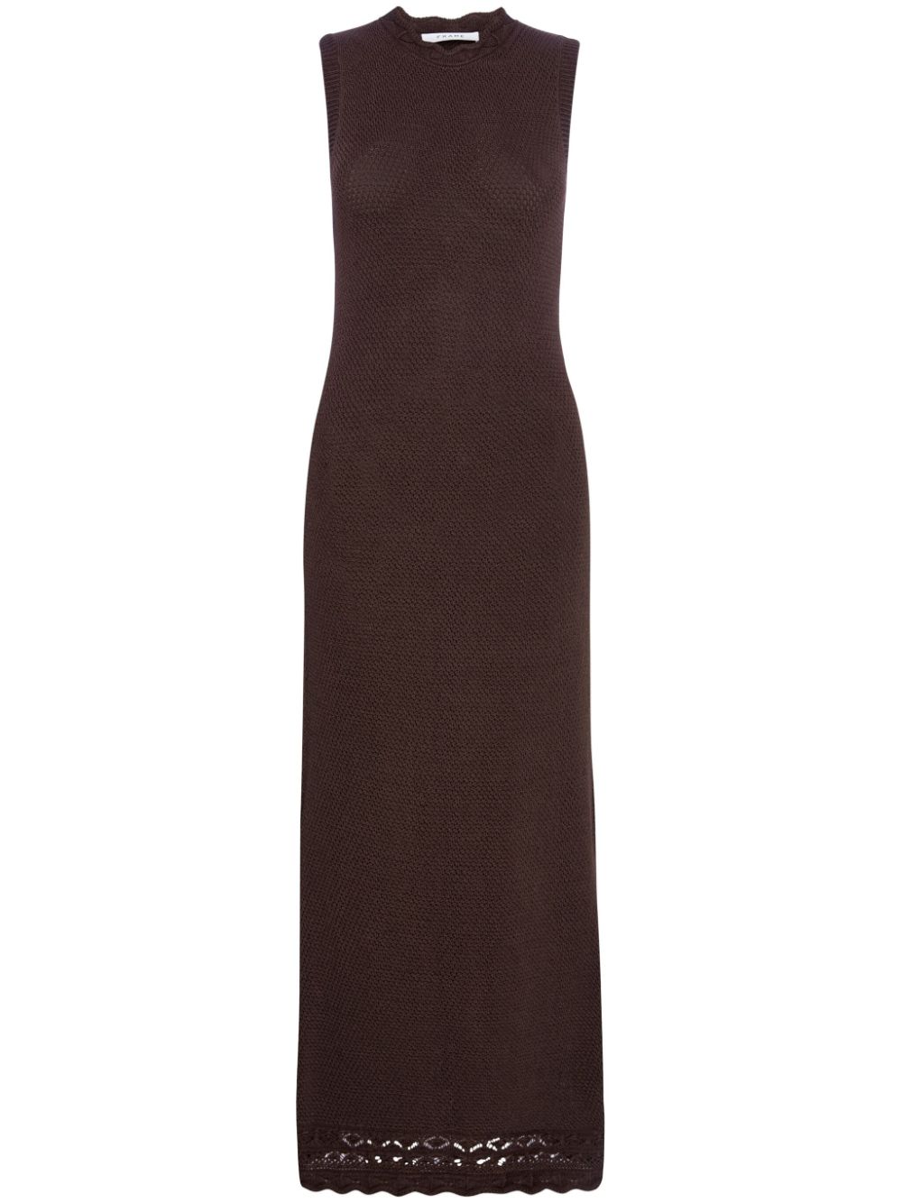 Sleeveless knitted maxi dress - Brown