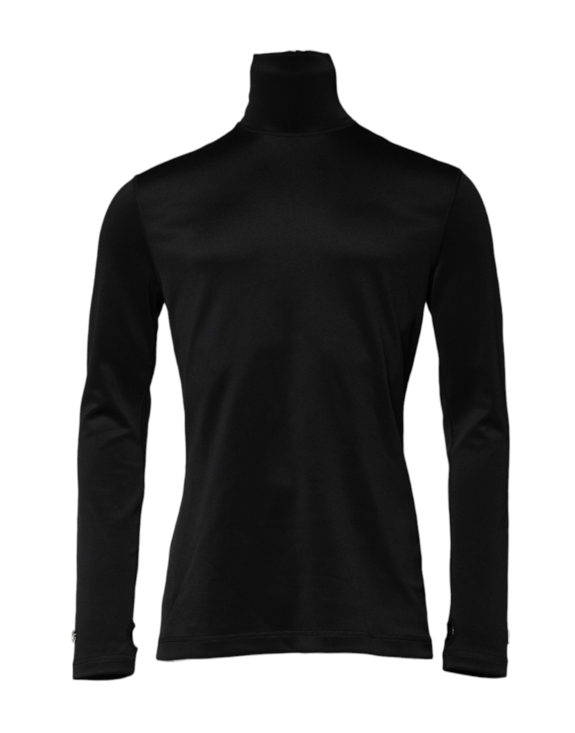 Polyester Blend Turtleneck — Black