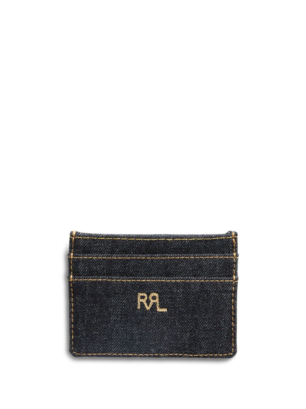Logo-appliqué denim cardholder - Blue