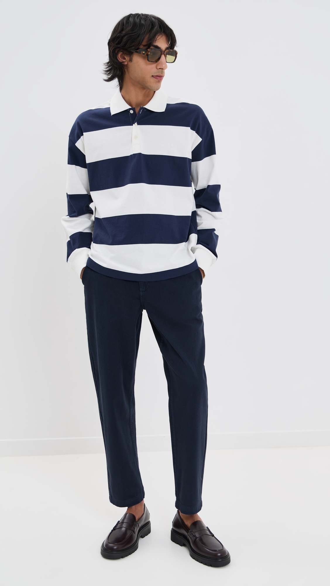 Wax London Cotton Kurt Trousers Navy