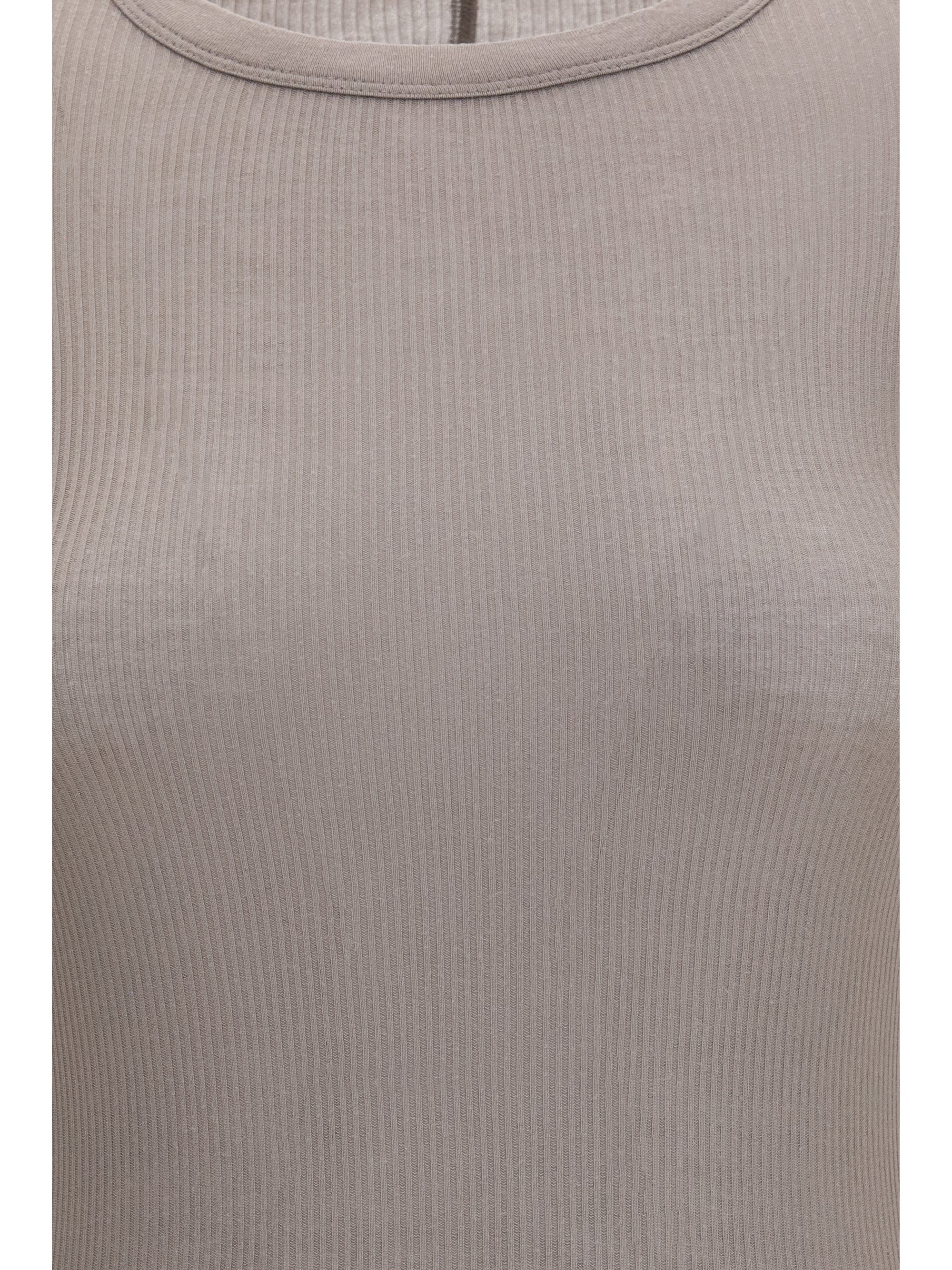 Ribbed Viscose Long-Sleeve Top — Gray